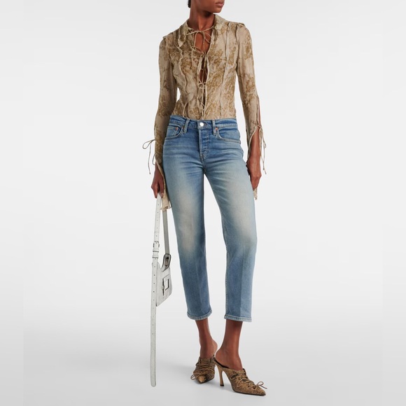 RE/DONE Comfort Stretch Mid Rise Stove Pipe Jeans in Hacienda Wash 25